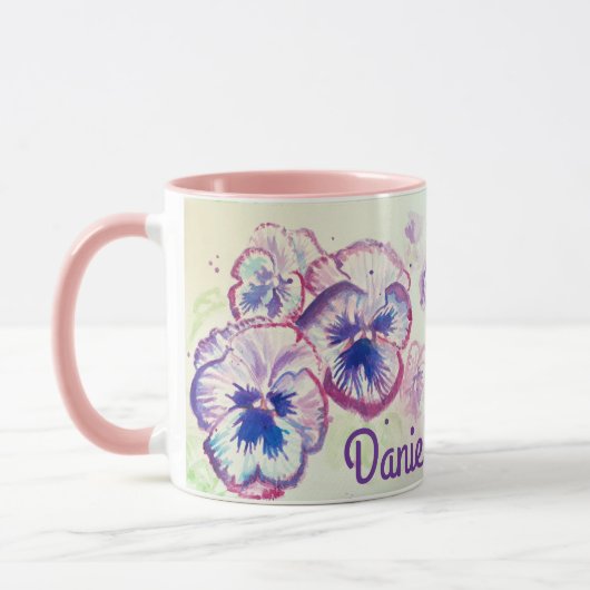 Pansy Stiefmütterchen Lila Blume Floral Pink Mütte Tasse (Links)