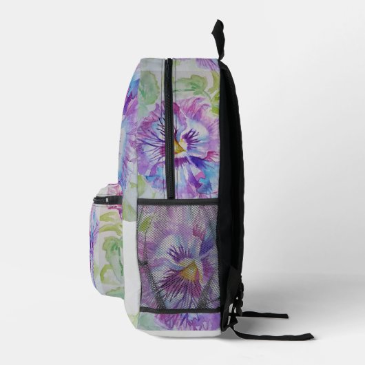 Pansy Stiefmütterchen Lila Wasserfarben Girls Ruck Bedruckter Rucksack (Rechts)