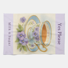 Pansy Teacup Tea Towel | Ja bitte Milch & Zucker Geschirrtuch