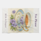 Pansy Teacup Tea Towel | Yes Please Milk & Sugar Geschirrtuch (Horizontal)