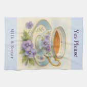 Pansy Teacup Tea Towel | Yes Please Milk & Sugar Geschirrtuch (Horizontal)