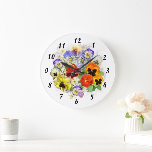 Pansy Time Große Wanduhr (Zuhause)
