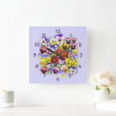 Pansy Time Quadratische Wanduhr (Zuhause)