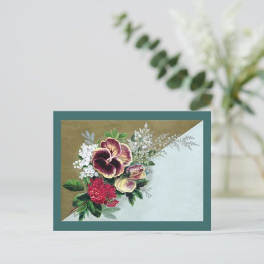 Pansy Tussie-Mussie Postkarte (Stehend Vorderseite)