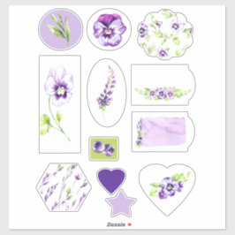 Pansy und Blueberry Scrapbook Wasserfarbe Aufkleber