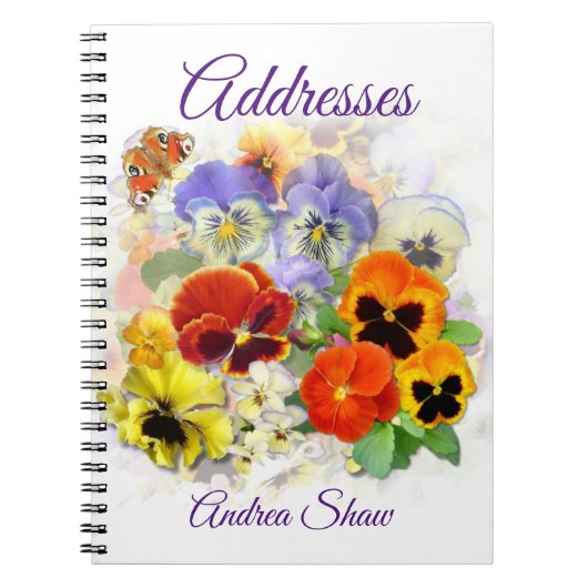 Pansy und Butterfly-Adresse Notizblock (Vorderseite)