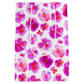 Pansy viola rosa Aquarelltasche Mittlere Geschenktüte (Rückseite)