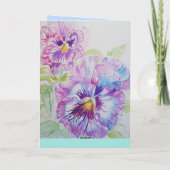 Pansy Viola violas Violet floral lila Wasserfarbe Karte (Rückseite)