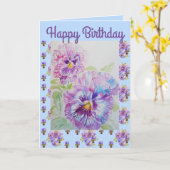 Pansy Viola violas Violet floral lila Wasserfarbe Karte (Gelbe Blume)