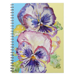 Pansy Wasserfarbmuster auf blau und blassgelb N Notizblock