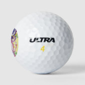 Pansy Wasserfarbmuster auf rosa und blassgelb Golfball (Logo)