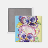 Pansy Wasserfarbmuster auf rosa und blassgelb Magnet (Vorderseite/Rückseite)