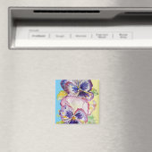 Pansy Wasserfarbmuster auf rosa und blassgelb Magnet (In Situ (Geschirrspüler))