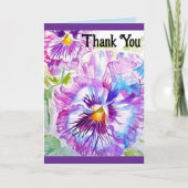 Pansy Watercolor Blume Floral Danke Karte (Vorderseite)