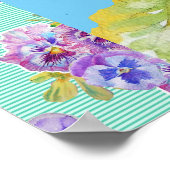 Pansy Watercolor Blume Malerei Aqua Poster (Ecke)