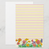 Pansy Watercolor Blume Rot Gelb Linde Briefpapier (Vorne/Hinten)