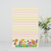 Pansy Watercolor Blume Rot Gelb Linde Briefpapier (Stehend Vorderseite)