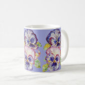 Pansy Watercolor Blumenmuster Lilac Lila Tasse (VorderseiteRechts)