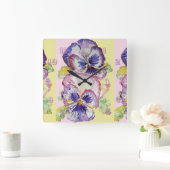 Pansy Watercolor Floral Blume Kinder Uhr Zimmeruhr (Zuhause)