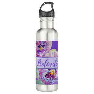 Pansy Watercolor Floral Hübsche Lila Blume Edelstahlflasche