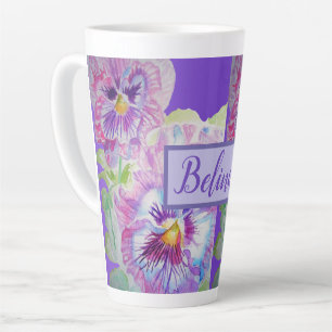 Pansy Watercolor Floral Hübsche Lila Blume Milchtasse