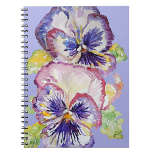 Pansy Watercolor Floral Patches auf Lilac Lavendel Notizblock
