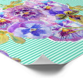 Pansy Watercolor Malerei Kunst Lila Blume Poster (Ecke)
