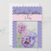 Pansy Watercolor Stiefmütterchen Violett Blumenstr Einladung (Vorderseite)