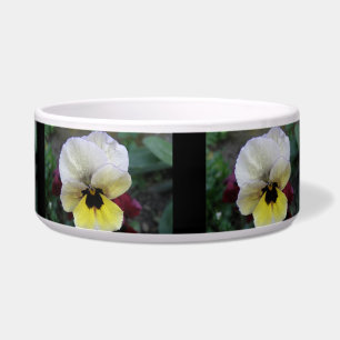 Pansy White and Yellow Dog Bowl Napf