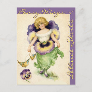 "PANSY WINGS 'N LETTUCE SKIRT" GARTENE FEE POSTKARTE