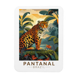 Pantanal Brasil Jaguar Reise Kunst Vintage Magnet