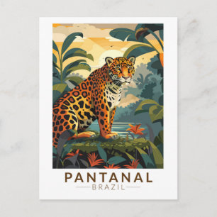 Pantanal Brasil Jaguar Reise Kunst Vintage Postkarte