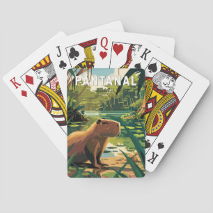 Pantanal Brasilien Capybara Reise Kunst Vintage Spielkarten