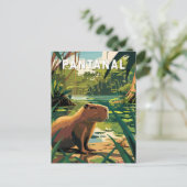 Pantanal Brazil Capybara Art Vintag Postkarte (Stehend Vorderseite)