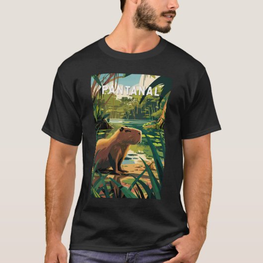 Pantanal Brazil Capybara Art Vintag T-Shirt (Vorderseite)