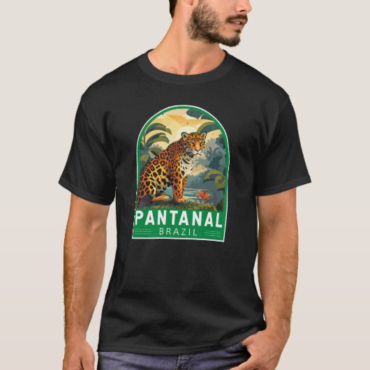 Pantanal Brazil Jaguar Travel Art Vintag T-Shirt (Vorderseite)