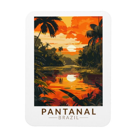 Pantanal Brazil Sunset Travel Art Vintag Magnet (Vertikal)