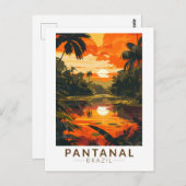 Pantanal Brazil Sunset Travel Art Vintag Postkarte (Vorne/Hinten)