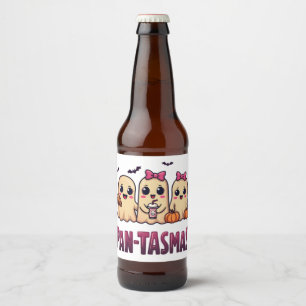 Pantasmas Funny Ghost Groovy Retro Halloween Bierflaschenetikett