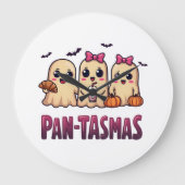 Pantasmas Funny Ghost Groovy Retro Halloween Große Wanduhr (Vorderseite)