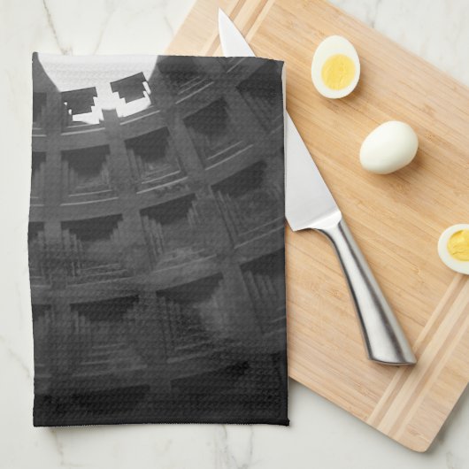 Pantheon Light Skull Rom Italien Schwarz-Weiß Geschirrtuch (Viertel Falte)