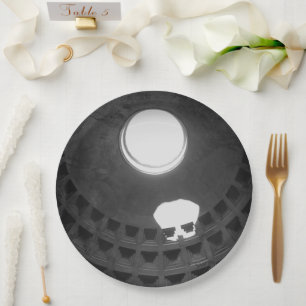 Pantheon Light Skull Rom Italien Schwarz-Weiß Pappteller