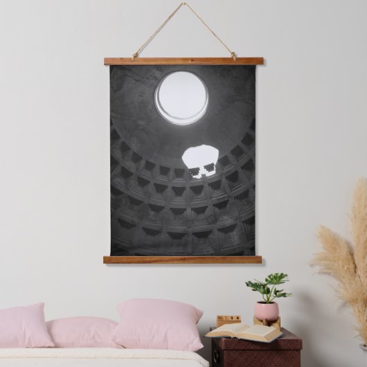 Pantheon Light Skull Rom Italien Schwarz-Weiß Wandteppich Mit Holzrahmen (Schlafzimmer)