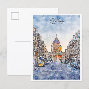 Pantheon Paris Frankreich Jahrgang Reise Aquarell Postkarte