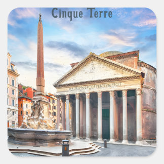 Pantheon Rom Italien Vintag Europa Reisen Quadratischer Aufkleber