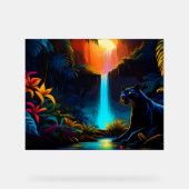 Panther an einem Wasserfall Acrylschild (Vorderseite)