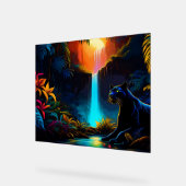 Panther an einem Wasserfall Acrylschild (Winkel)