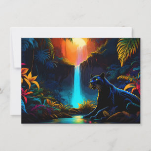 Panther an einem Wasserfall Einladung