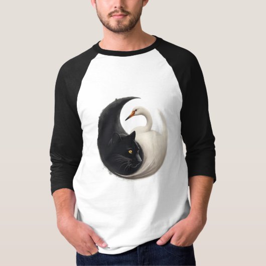 Panther and Crane Yin Yang Ink Art T-Shirt (Vorderseite)