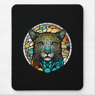 Panther Animal Portrait Gestaltetes Glas Kunst, Di Mousepad